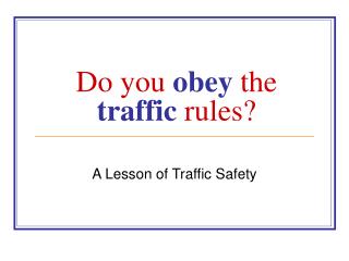 Do you obey the traffic rules?