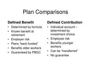 Plan Comparisons
