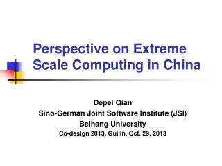 Perspective on Extreme Scale Computing in China