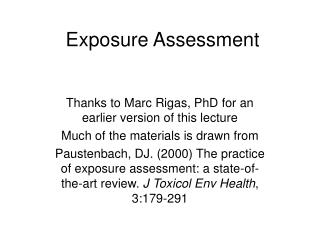 Exposure Assessment