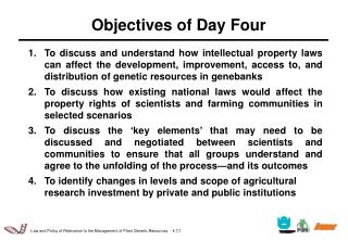 Objectives of Day Four