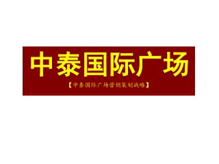 中泰国际广场 【 中泰国际广场营销策划战略 】