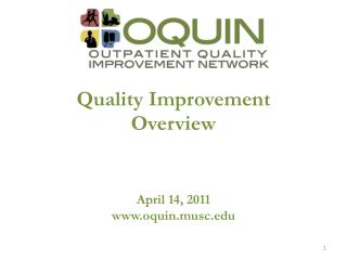 Quality Improvement Overview April 14, 2011 oquin.musc