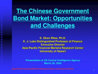 The Chinese Government Bond Market: Opportunities and Challenges