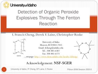 Detection of Organic Peroxide Explosives Through The Fenton Reaction