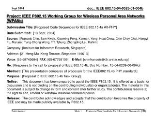 Project: IEEE P802.15 Working Group for Wireless Personal Area Networks (WPANs)