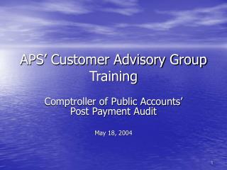 APS’ Customer Advisory Group Training
