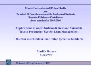 Applicazione di nuovi Sistemi di Gestione Aziendale Toyota Production System Lean Management