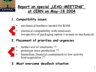 Report on special „LEAD-MEETING“ at CERN on May-18 2004