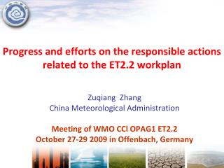 Progress and efforts on the responsible actions related to the ET2.2 workplan