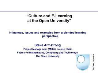 “Culture and E-Learning at the Open University”
