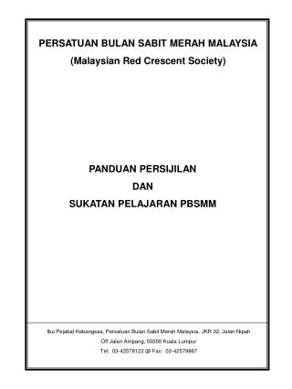 PERSATUAN BULAN SABIT MERAH MALAYSIA (Malaysian Red Crescent Society)