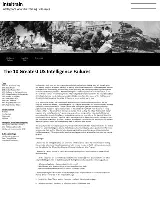 inteltrain Intelligence Analysis Training Resources