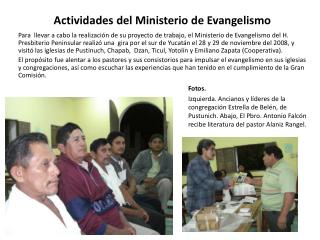 Actividades del Ministerio de Evangelismo