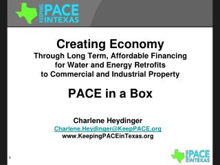 Charlene Heydinger Charlene.Heydinger@KeepPACE KeepingPACEinTexas