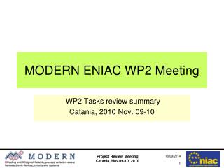 MODERN ENIAC WP2 Meeting