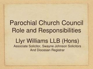 Parochial Church Council Role and Responsibilities