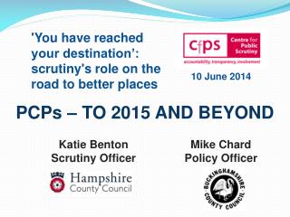 PCPs – TO 2015 AND BEYOND