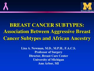 BREAST CANCER SUBTYPES: Association Between Aggressive Breast Cancer Subtypes and African Ancestry