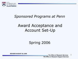 Award Acceptance and Account Set-Up