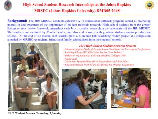 2010 High School Student Research Projects