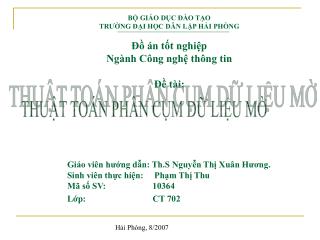 THUẬT TOÁN PHÂN CỤM DỮ LIỆU MỜ