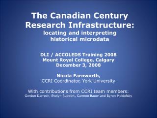 The Canadian Century Research Infrastructure: locating and interpreting historical microdata