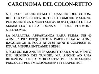 CARCINOMA DEL COLON-RETTO