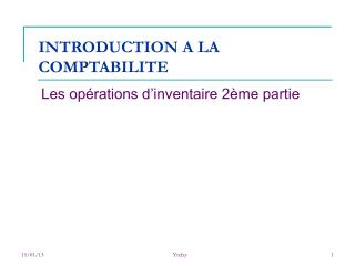 INTRODUCTION A LA COMPTABILITE