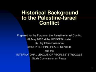 Historical Background to the Palestine-Israel Conflict