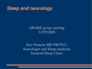 Sleep and neurology