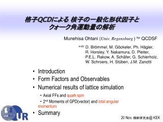 Introduction Form Factors and Observables Numerical results of lattice simulation