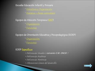 Escuelas Educación Infantil y Primaria 	* Estructura y Organización