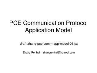 PCE Communication Protocol Application Model