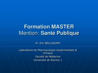 Formation MASTER Mention: Santé Publique