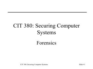 CIT 380: Securing Computer Systems