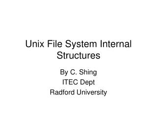 Unix File System Internal Structures
