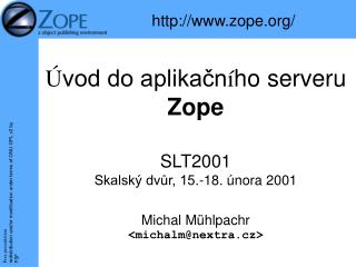 Ú vod do aplikačn í ho serveru Zope