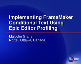 Implementing FrameMaker Conditional Text Using Epic Editor Profiling
