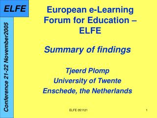 European e-Learning Forum for Education – ELFE
