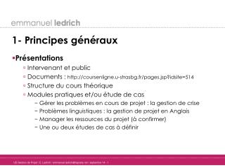 1- Principes généraux