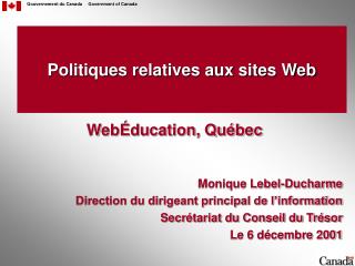 Politiques relatives aux sites Web