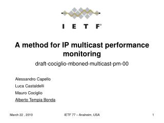 A method for IP multicast performance monitoring