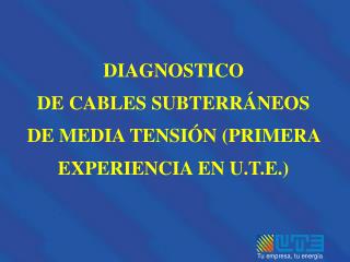 DIAGNOSTICO DE CABLES SUBTERRÁNEOS DE MEDIA TENSIÓN (PRIMERA EXPERIENCIA EN U.T.E.)