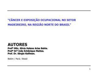 “CÂNCER E EXPOSIÇÃO OCUPACIONAL NO SETOR MADEIREIRO, NA REGIÃO NORTE DO BRASIL” AUTORES