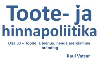 Toote- ja hinnapoliitika