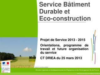 Service Bâtiment Durable et Eco-construction
