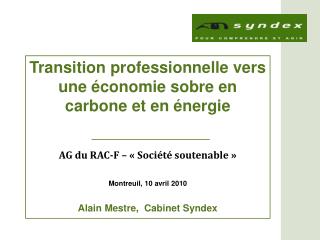 Transition professionnelle vers une économie sobre en carbone et en énergie