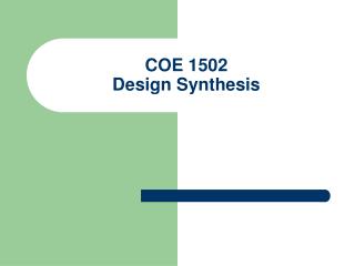 COE 1502 Design Synthesis