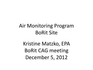 Air Monitoring Program BoRit Site